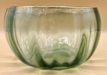 Green With Gold Accent Glass Bowl