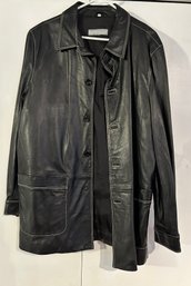 Firenze Mario Caldi Black Leather Jacket Size 52