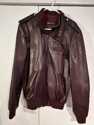 Members Only Brown Leather Bomber Jacket Size 42L