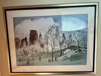 Adolfo Dehn Spring In Central Park Watercolor On Paper Framed