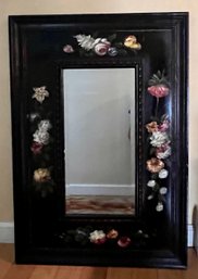 Floral Hand Painted Wood Framed Mirror