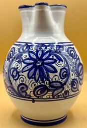 Hand Painted Ceramic Water Jug Made In Czechoslovakia Stamped