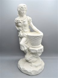 Woman With Basket Plaster Figurine