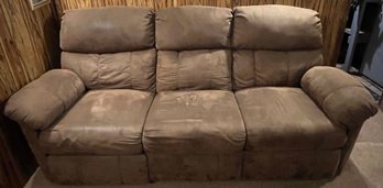 Brown Upholstered Reclining Sofa