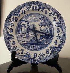 Spode England Blue & White Porcelain Plate  Converted Clock