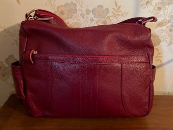 Genuine Red Leather Satchel Shoulder Bag