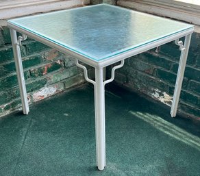 Mid-century Glass Top Patio Side Table