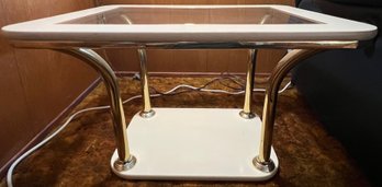 Art Deco Style Lacquer And Glass Side Table