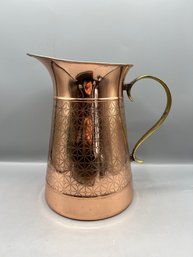 Copper Pitcher With Brass Handle Made In India