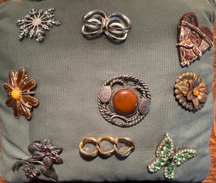 Assorted Lot Of Costume Brooches- 9 Pieces