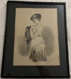 Priscilla Smith 1894 Pencil Framed Sketch