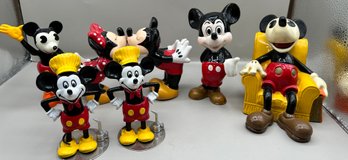 Walt Disney Mickey & Minnie Salt And Pepper Shaker And Assorted Micky Mouse Figurines, 7 Piece Lot