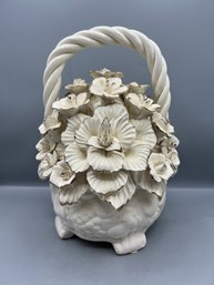 Ceramic Rose Basket Figurine