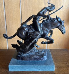 Frederic Remington Signed Solid American Bronze Replica Cheyenne Statue