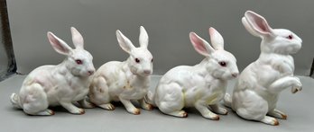 Lefton Porcelain Bunny Figurine Set, 4 Piece Lot