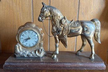 Western Shelf Sitting Horse Mantle Clock