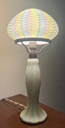 Rainbow Satin Glass Mushroom Shade Table Lamp