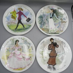 Limoges D'Arceau Porcelain Plates: Francoise, Lea, Scarlet & Colette - Lot Of 4, France