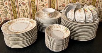 Kongo China Sts Hand Painted Floral Dinnerware Set, 59 Piece Lot