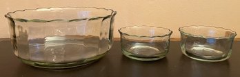 Anchor Hocking Scalloped Rimmed Bowls - 3 Piece Lot