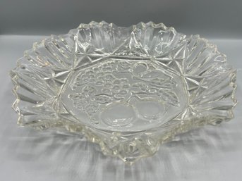 Federal Glass Pioneer Crimped Round Serving Bowl With Fruit Design