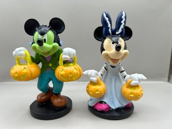 Disney Mickey And Minnie Halloween Statues, 2 Piece Lot