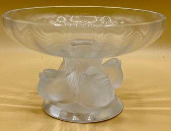 Lalique Crystal Nogent Bird Pedestal Bowl