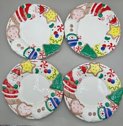 Midwest Ceramic Christmas Plates, 4 Piece Lot