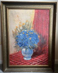 Signed Framed Floral Arrangement Oil On Canvas