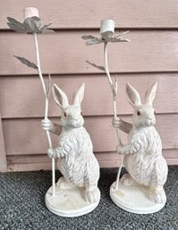 Dept 56 Rabbit/holiday Candlestick Holders