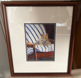 Carol Cymbor Watercolor Cat Painting Framed