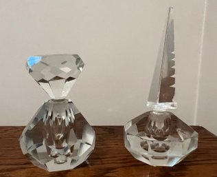 Mid-century Cut Crystal Perfume Bottles With Stoppers - 4 Pieces