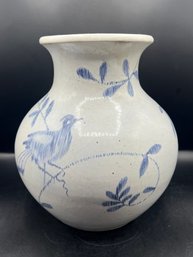 Hand Painted Bird Ceramic Vase