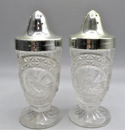 Cut Glass Salt & Pepper Shakers - Set Of 2 - Vintage