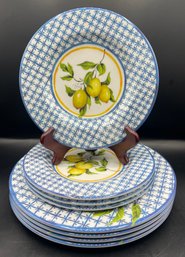 Lemon Melamine Salad & Dinner Plates - 8 Pieces