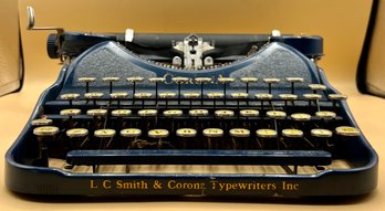Smith Corona Vintage Blue Typewriter
