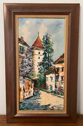 T. Sternklar Signed Old Town Oil Painting