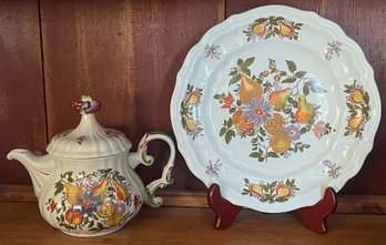 Diamondstone Pescara Laveno Italy Teapot & Dinner Plates - 12 Pieces