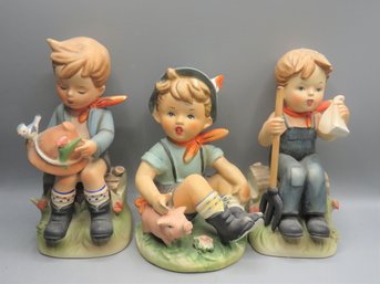 Hummel Inspired Boy Figurines - Lot Of 3