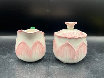 Taste Setter Sigma Flower Pedal Creamer Bowl & Lidded Sugar Bowl - 3 Pieces