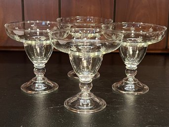 Crystal Star Etched Martini Glasses - 4 Pieces