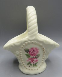 Ceramic Handled Floral Basket