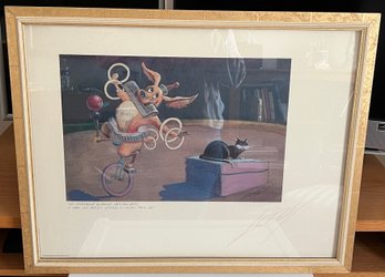 Jeff Leedy The Difference Between Cats & Dogs Signed Lithograph Framed