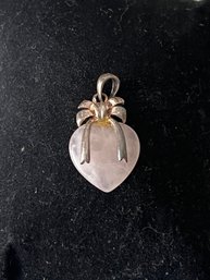 Sterling Silver Pink Quartz Heart Pendant, 0.10 OZT