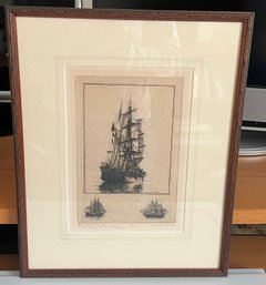 Leonard H Mersky The Charles W Morgan Setting Out Lithograph Framed 5/300