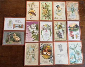 Vintage Framed Postcards - 14 Pieces