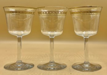 Gold Banded & Gold Trimmed Aperitif/Cordial Glass Set Of 3