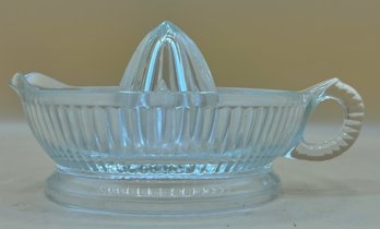 Large Glass Juicer Reamer With Spout And Handle Ribbed Glass