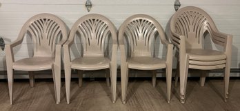 Sandstone Plastic Outdoor Stackable Chairs- 8 Pieces