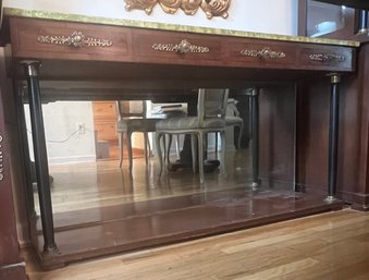 Marble Top With Mirrored Back 4 Drawer Console